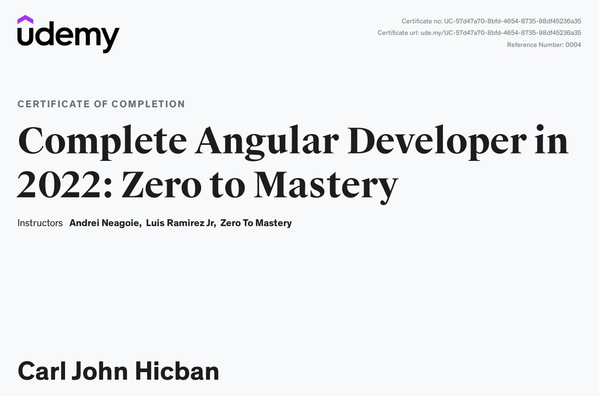 Angular Development Certificate