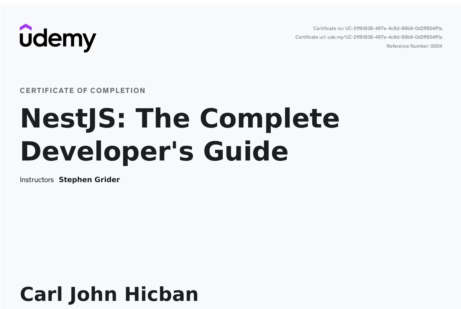 NestJS Certificate