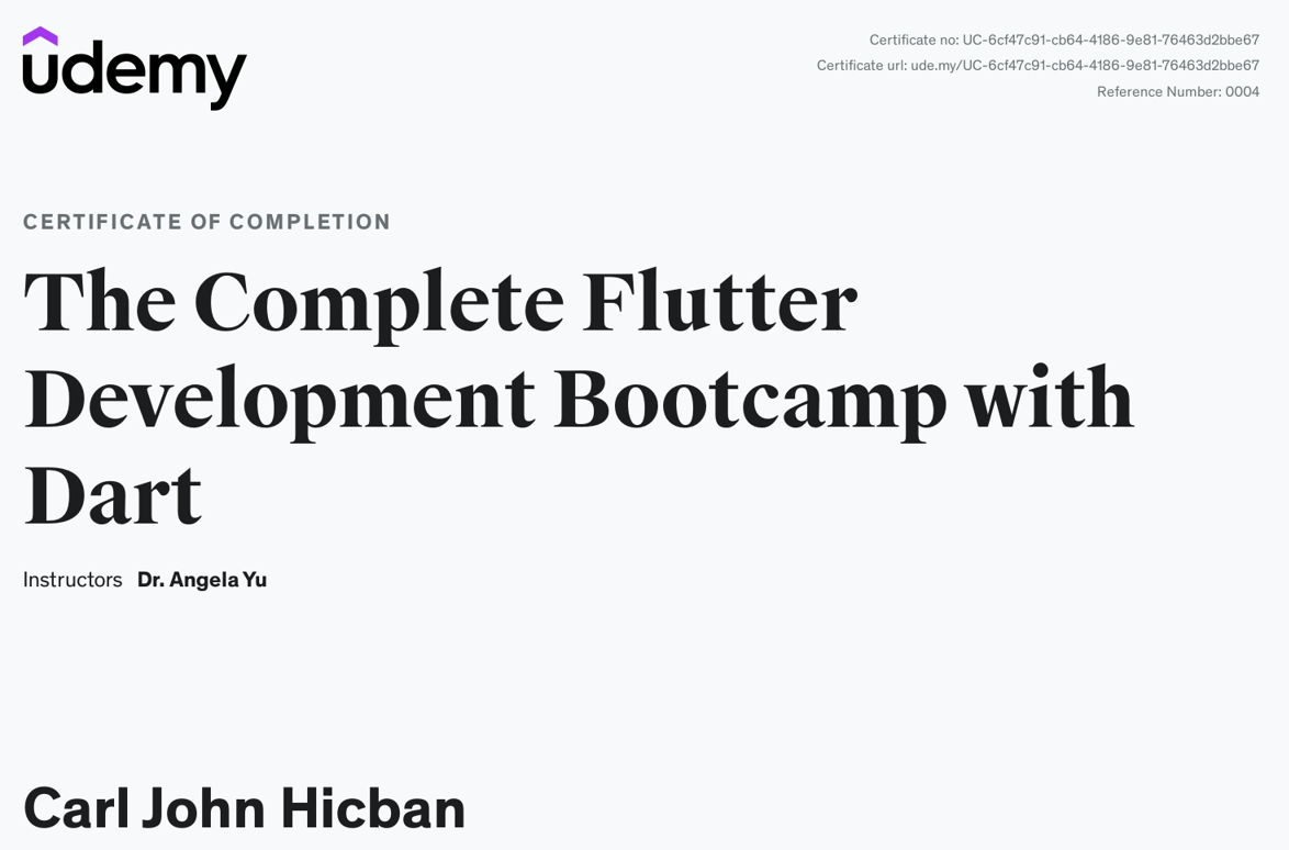 Flutter Certificate